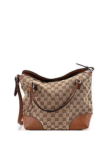 Gucci Bree Convertible Top Handle Bag GG Canvas with Leather Medium (view 1)
