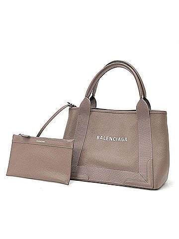 Balenciaga Balenciaga Navy Cabas S Tote Bag 339933, Embossed Leather, Greige (view 1)