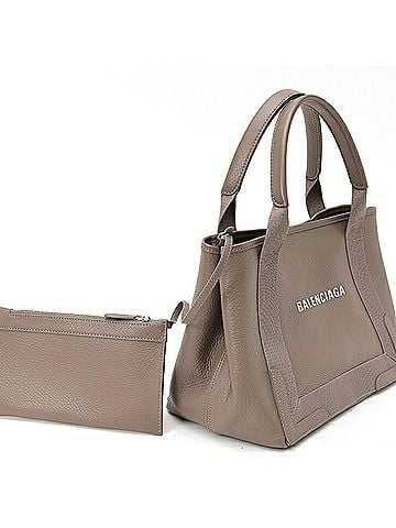 Balenciaga Balenciaga Navy Cabas S Tote Bag 339933, Embossed Leather, Greige (view 2)