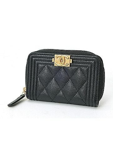 Chanel Chanel Boy Round Coin Case A80602 Caviar Black (view 1)