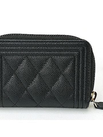 Chanel Chanel Boy Round Coin Case A80602 Caviar Black (view 2)