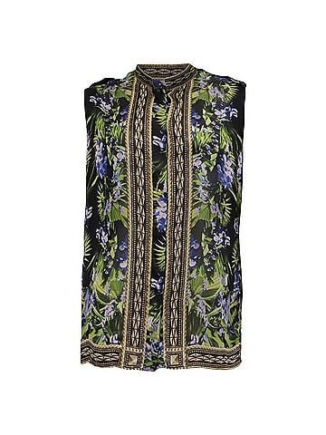 Givenchy Givenchy Tropical Floral &amp; Geometric Print Sleeveless Blouse in Multicolor Silk (view 1)