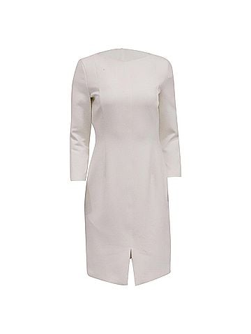 HUGO BOSS Hugo Boss Crew Neck Longsleeve Midi Dress in Cream Polyester (view 1)