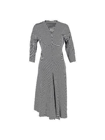 Maje Maje Rava Striped Twill Midi Dress In Black Viscose (view 1)