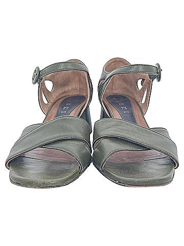 MARNI Marni Block Heels in Olive Green Leather (view 2)