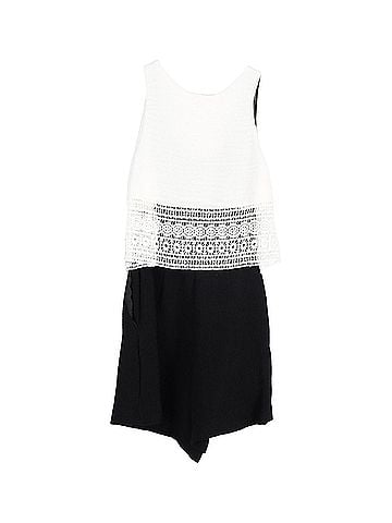 Maje Maje Two-Tone Playsuit in White Viscose (view 1)
