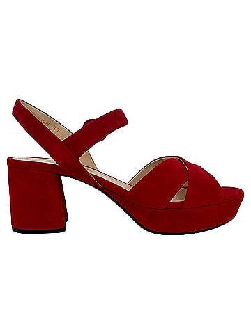Prada Prada Crisscross Block Heels in Red Suede (view 1)