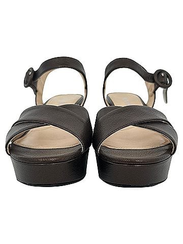 Prada Prada Crisscross Block Heels in Brown Leather (view 2)