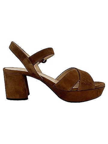 Prada Prada Platform Sandals in Brown Suede (view 1)