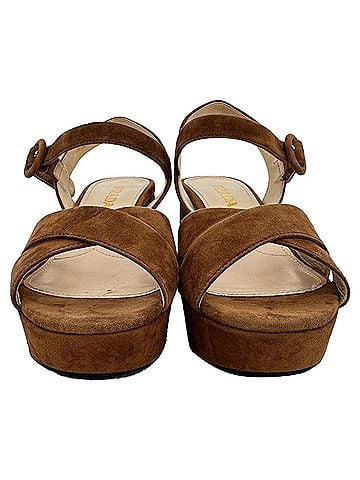Prada Prada Platform Sandals in Brown Suede (view 2)