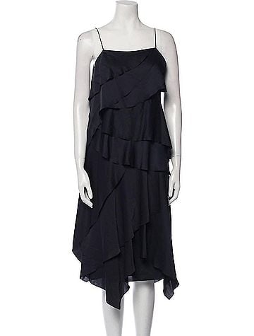 Jason Wu Women's Square Neckline Midi Dress in Black (view 2)