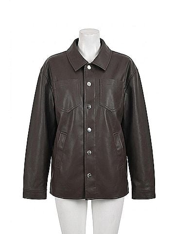 Nine West Faux Leather Shacket in Brown (view 1)