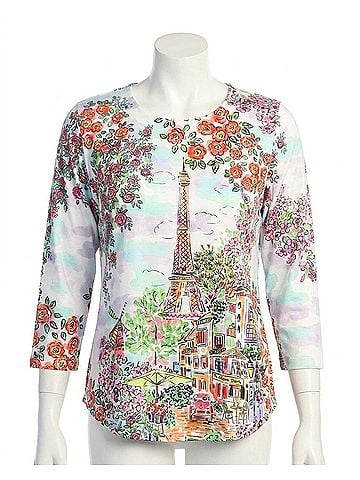 Jess & Jane Round Hem Top in Paris Cafe (view 1)