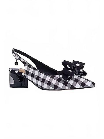 J. Renee Women's Kimma Sling Back Pumps in Black/White Gingham/Polka (view 2)