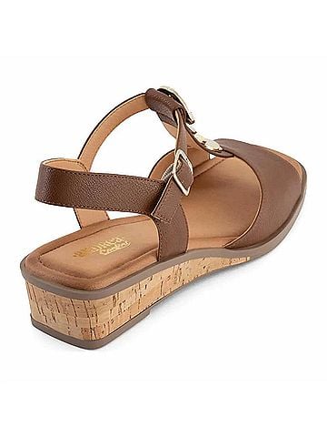 Andrea Women's T-Bar Comfort Sandals in Brown (view 2)