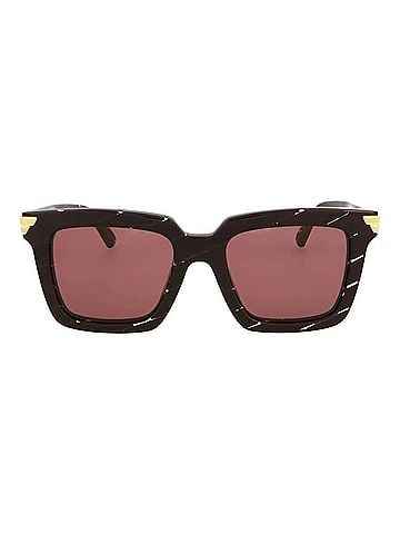 Bottega Veneta Women's Rectangle-Frame Acetate Sunglasses in Burgundy/Pink (view 2)