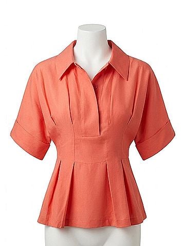 Rebecca Taylor Lena Shine Blouse in Coral (view 1)