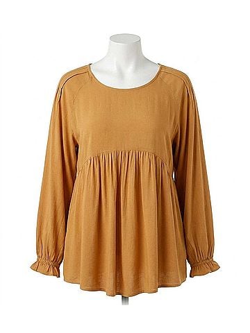 Umgee Pleated Detail Babydoll Top - Plus in Mustard (view 1)