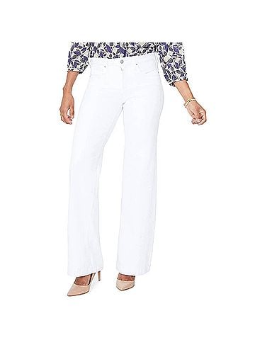 NYDJ Wide Leg Linen Blend Pants in Optic White (view 2)