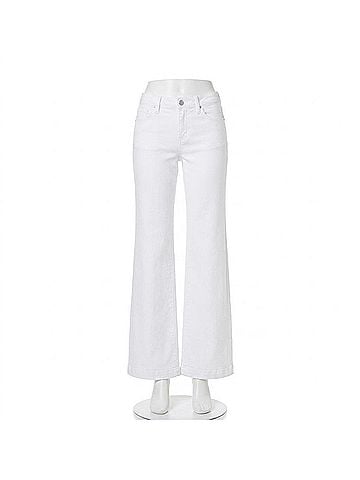 NYDJ Wide Leg Linen Blend Pants in Optic White (view 1)