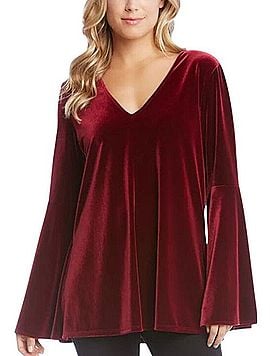 Karen Kane Velvet Bell Sleeve Blouse Long Sleeve Blouse (view 1)