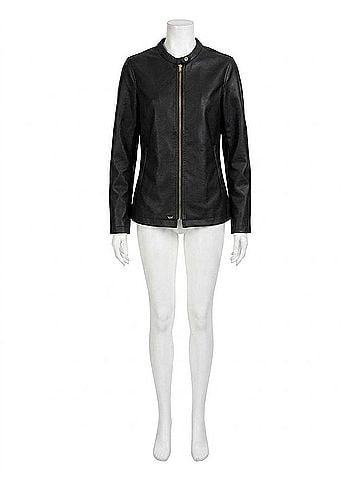 Nine West Café Faux-Leather Racer Jacket in Black (view 1)