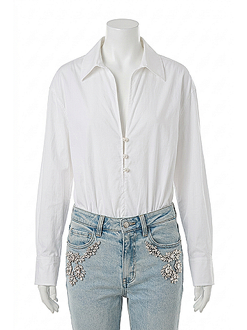 Generation Love Lucia Poplin Bodysuit in White (view 1)