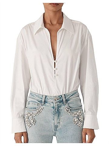 Generation Love Lucia Poplin Bodysuit in White (view 2)