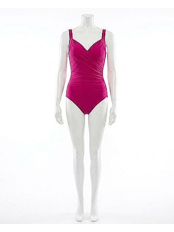 Miraclesuit Sanibel Underwire Surplice One Piece Swimsuit in Berry Red (view 1)