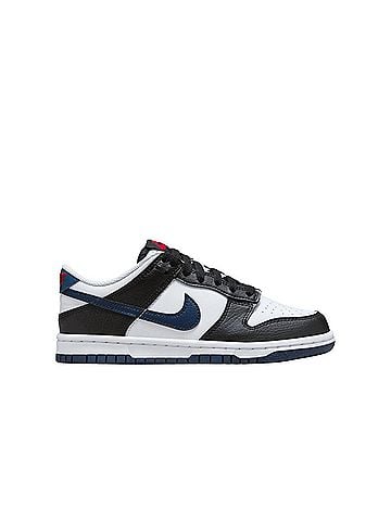 Nike Kid's Dunk Low Sneaker in Black/White/University Red/Midnight Navy (view 1)