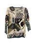 Curio Floral Ivory Brown Green Pullover Sweater Size S - photo 2