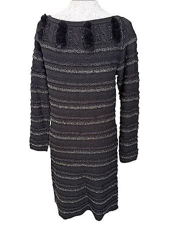 Leifsdottir Metallic Fur Striped Knit Sweater Dress Casual Dress (view 2)