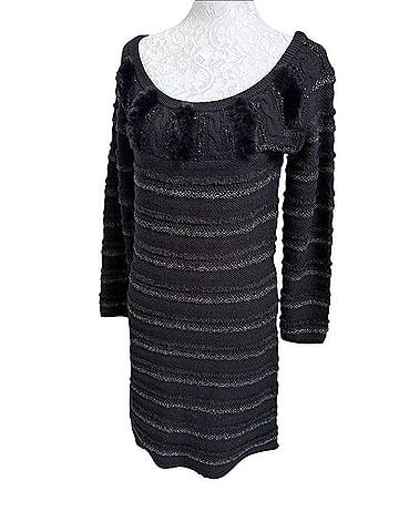 Leifsdottir Metallic Fur Striped Knit Sweater Dress Casual Dress (view 1)