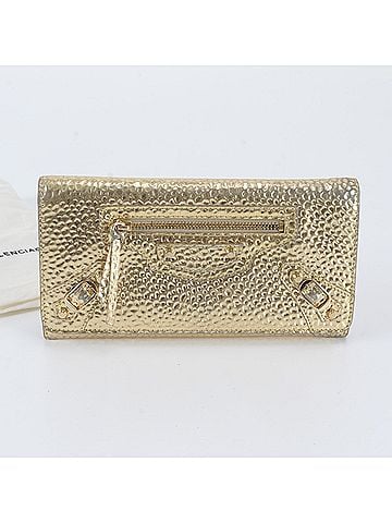 Balenciaga Balenciaga Giant Leather Long Wallet, Gold, Women's (view 1)