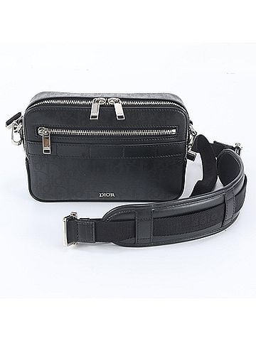 Christian Dior Christian Dior Oblique Galaxy Leather Shoulder Bag, Black, Men's (view 1)
