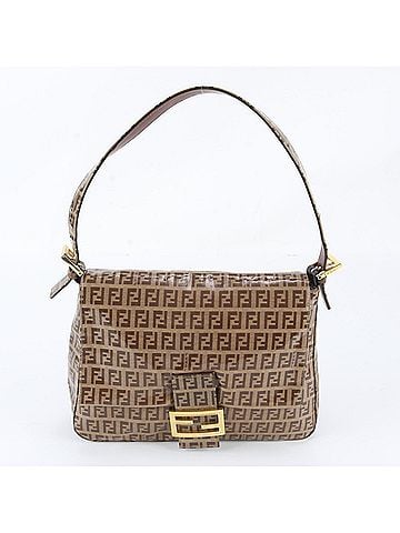 Fendi Fendi Zucchino Mamma Bucket Baguette Leather Shoulder Bag with FF Hardware for Women (view 1)