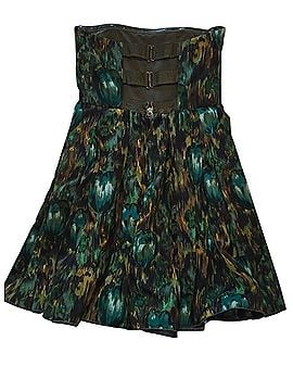 Alice + Olivia Alice + Olivia Silk Strapless Green Abstract Print Mini Dress Sz 4 Cocktail Dress (view 2)