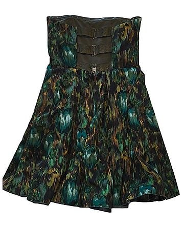 Alice + Olivia Alice + Olivia Silk Strapless Green Abstract Print Mini Dress Sz 4 Cocktail Dress (view 2)