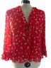 J.Crew 100% Viscose Floral Red Long Sleeve Blouse Size 18 - photo 1