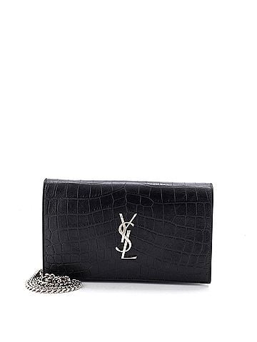 Saint Laurent Classic Monogram Clutch Crocodile Embossed Leather Large (view 1)