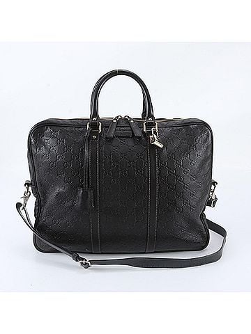 Gucci Gucci Guccissima 201480 Leather 2-Way Shoulder Bag, Black, Men's (view 1)