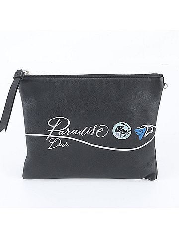 Christian Dior Christian Dior Leather Clutch Bag Handbag Second Pouch Black Women's (view 1)