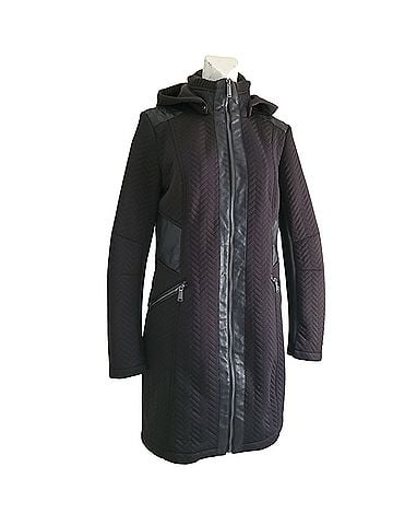 BCBGeneration Longline Black Quilted Mockneck Coat (view 1)