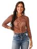 Willow & Root Print Multi Color Long Sleeve Blouse Size L - photo 1
