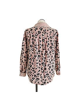 Bibi Pink and Black Animal Print Corduroy Shacket Windbreaker (view 2)