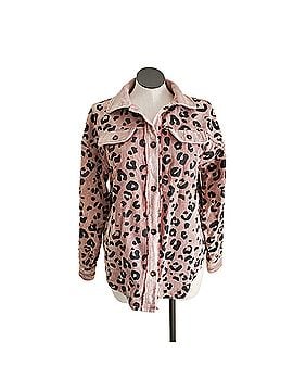 Bibi Pink and Black Animal Print Corduroy Shacket Windbreaker (view 1)