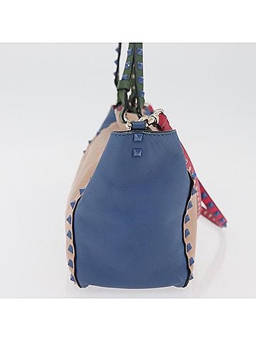 Valentino Garavani Rockstud Frame Handle Calf Hair Multicolour Leather Handbag (view 2)