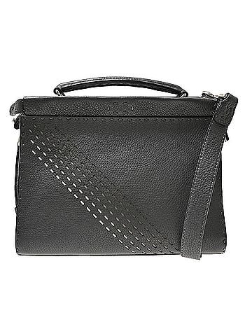 Fendi Peekaboo Fit Leather With Zucca Embossed Leather Black Leather Handbag (view 1)