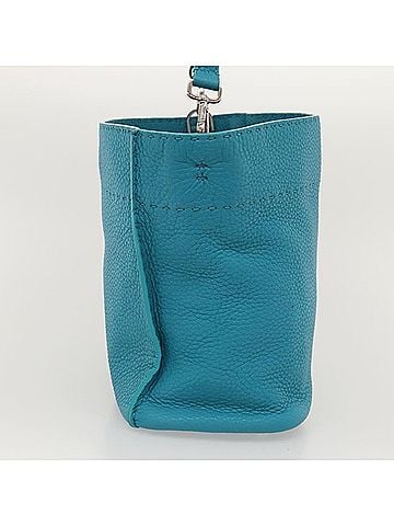Fendi Selleria Anna Bucket Leather Blue Leather Handbag (view 2)