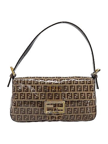 Fendi Mamma Baguette Zucca Patent Leather Beige Canvas Shoulder Bag Bag (view 1)